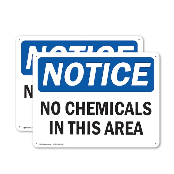 Signmission No Chemicals In This Area, 10 in W x Rectangle, Plastic OS-2PACK-NS-P-710-L-16050 - main